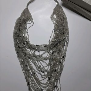 Marc Labatt silver glass beaded necklace.